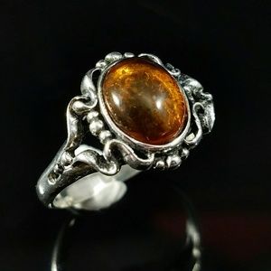 Handmade Filigree Amber and Sterling Silver